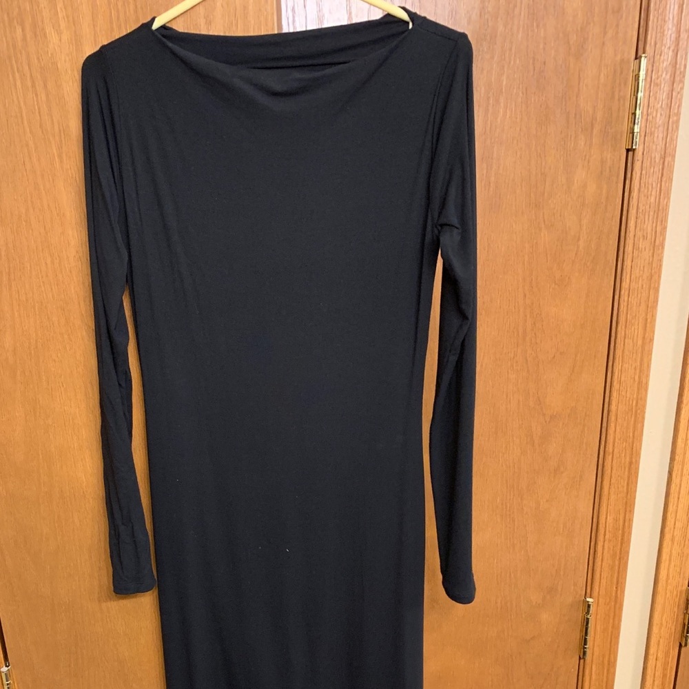 Black maxi dress with boatneck